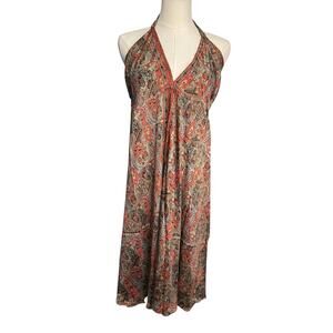 Rhea NWT S/M Paisley Halter Mini Dress Open Back Tassel Boho